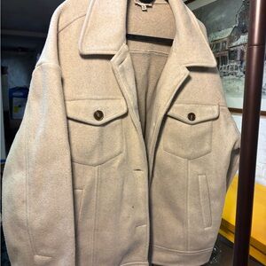 Moon River Cream Wool Jacket with Buttoned Pockets
